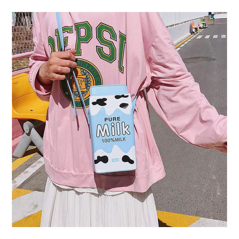 Milchkarton-Design Umhängetasche Haplws Strawberry Milk Box Crossbody Bag & Pen Box