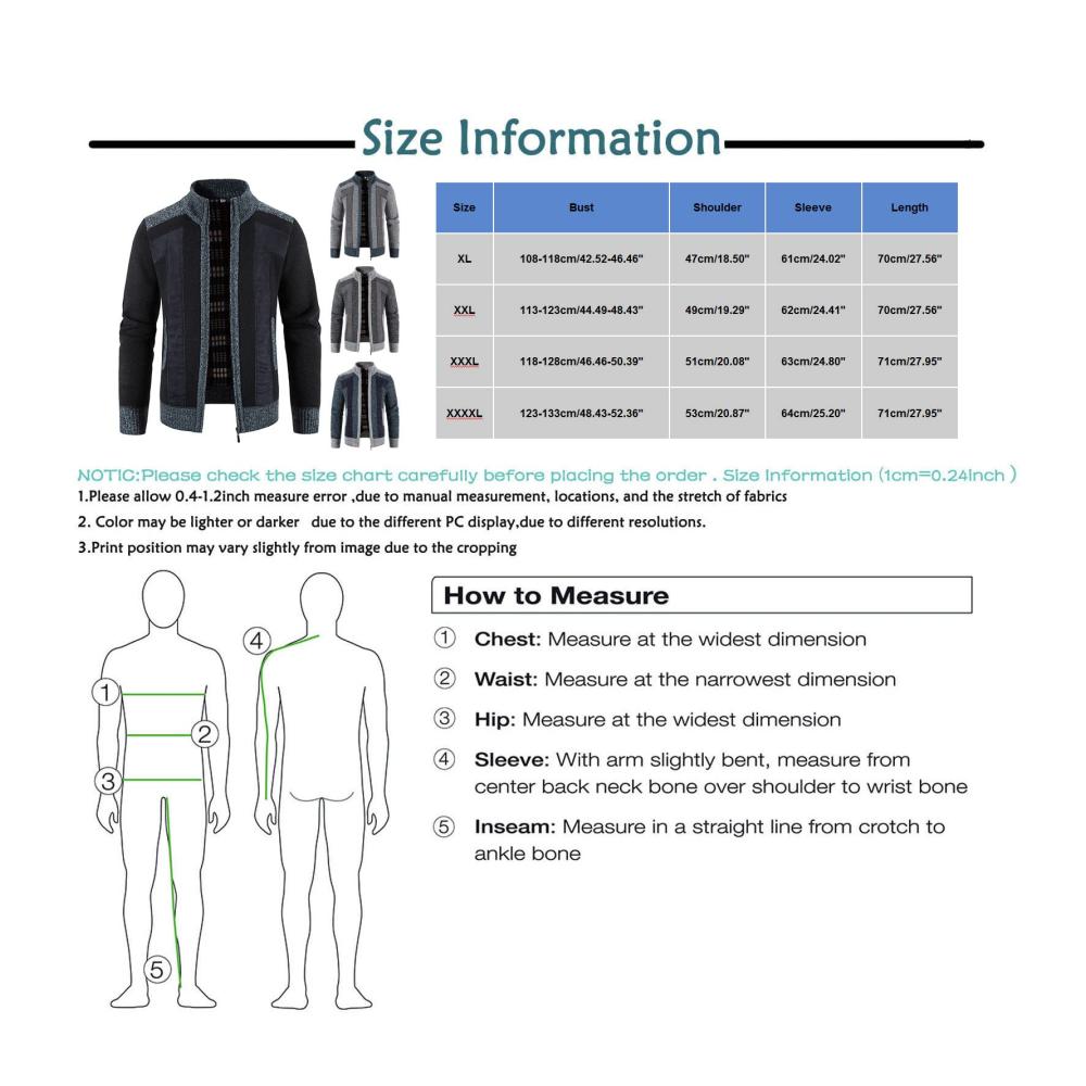 Herren Strickjacke mit Stehkragen und Reißverschluss für Herbst und Winter - Gestreifter Zipper Cardigan Feinstrick Trachtenjacke gestrickter Wintermantel mit Taschen Outdoor Warm Winterjacke Strickmantel