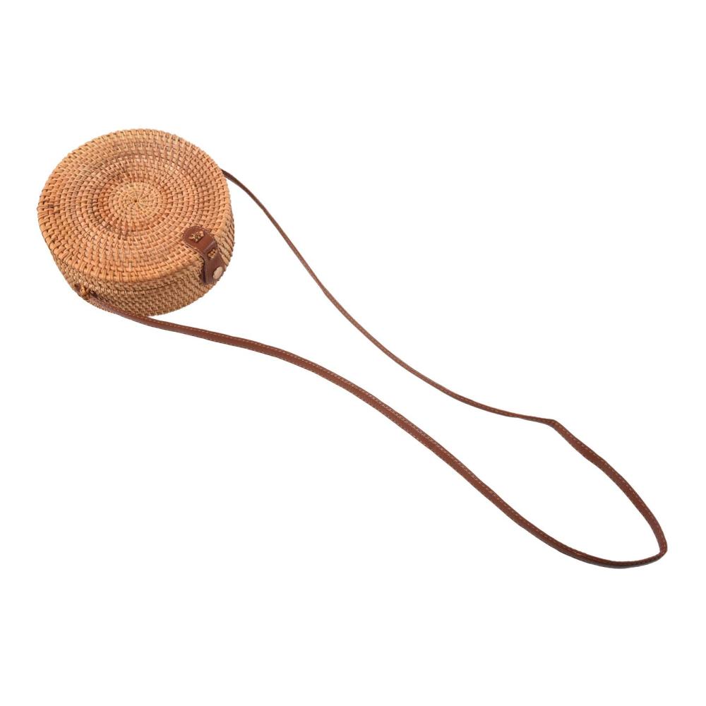 Boho Leder Umhängetasche – Handgefertigte Rattan Strandtasche mit Ringdesign Mädchen Tasche Kleine Böhmische Schultertasche