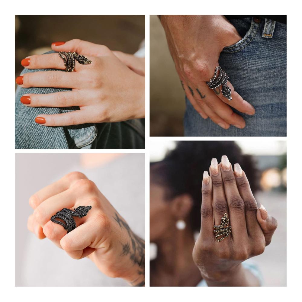 Vintage Edelstahl Schlangen- und Drachenringe Gothic Schmuck mit Gravur für Personalisierte Geschenke