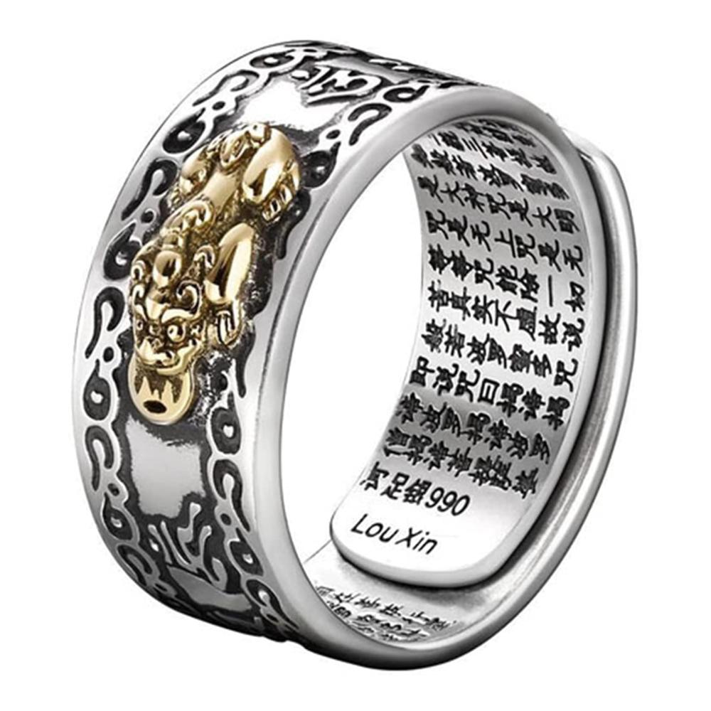 Feng Shui Pixiu Schutz-Ring Verstellbarer Buddhistischer Schmuck für Wohlstand - Ideales Geschenk