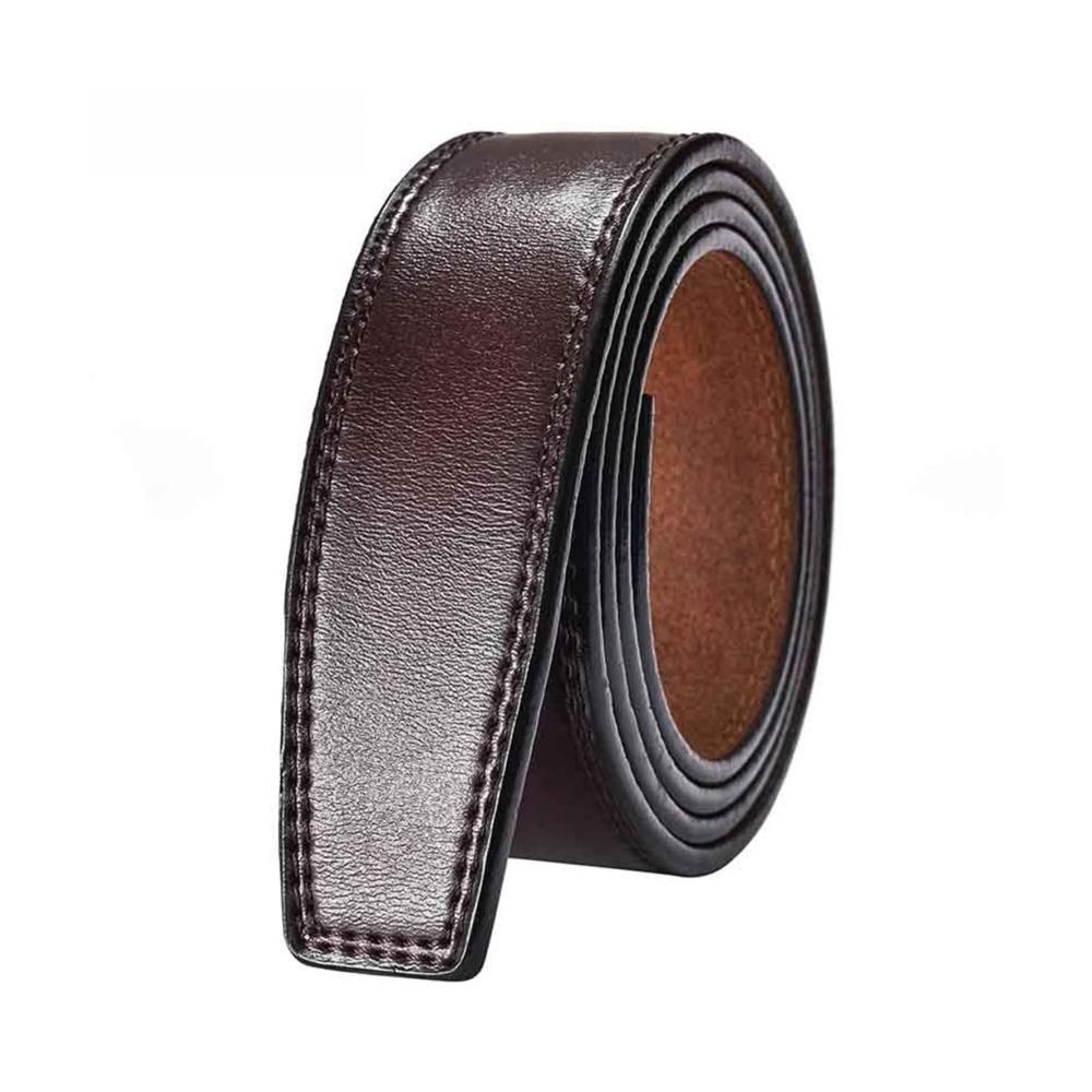 Herren Ledergürtel - Klassischer 35 cm breiter Gürtel ohne automatische Schnalle in Kaffeebraun (Größe 90cm