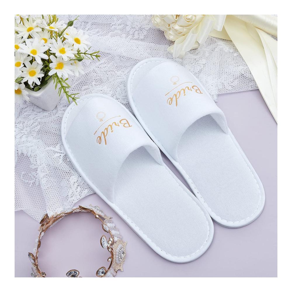Brautjungfern Hausschuhe Set - 12 Paar Hochzeit Braut Pantoffeln für Frauen ideale Geschenke zur Brautparty und Junggesellinnenabschied
