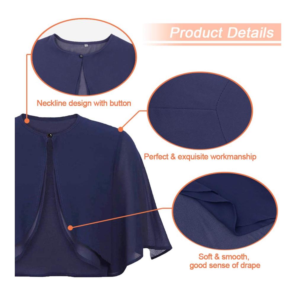 Chiffon Bolero für Damen - Elegantes Kurzarm Achselzucken für Abendkleider Hochzeiten und besondere Anlässe