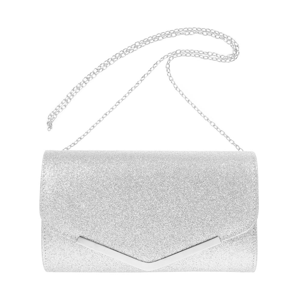 Elegante Schwarze Damen Clutch mit Kette für Hochzeit Party und mehr