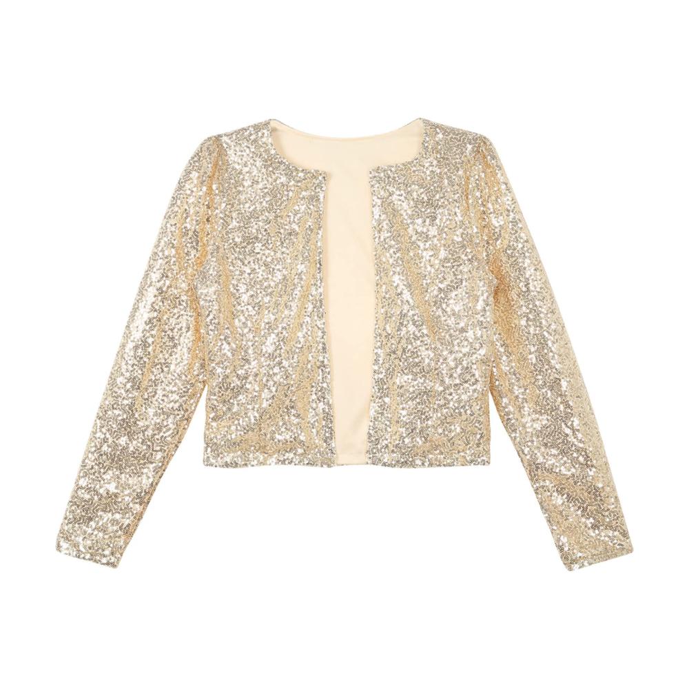 Glitzernder Damen Blazer Pailletten-Bolero für Festlichkeiten und Parties
