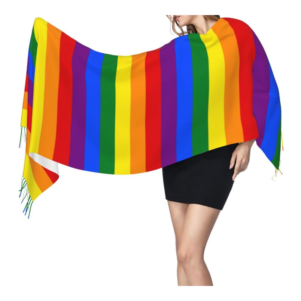 Großer warmer Unisex-Schal | Weicher modischer Schal in Regenbogenfarben | Einheitsgröße für Damen und Herren