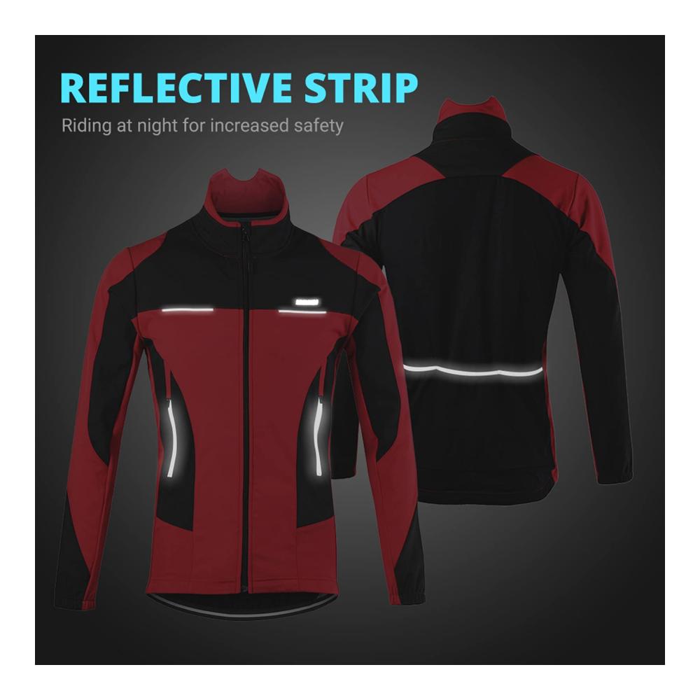 Herren Radjacke | Winter-Fahrradjacke mit Fleece | Wind- und wasserdichte Thermo-Langarmjacke | Reflektierende Fahrradbekleidung für Wärme