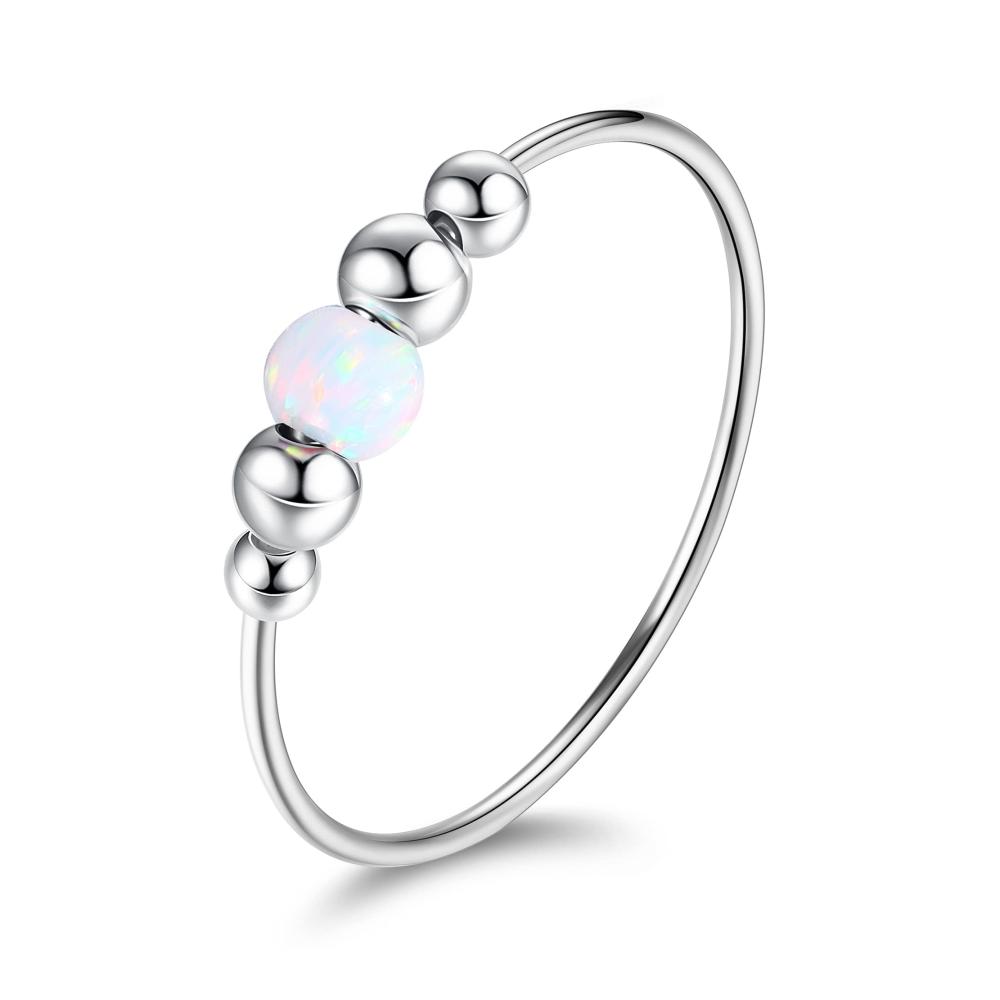 925 Silber Ringe - Damen Anxiety Ring mit Anti-Stress Funktion | Zappelring Angstring & Spinner Ring - Versprechen Ringe für Achtsamkeit | Stapelbare Fidget Ringe für Frauen