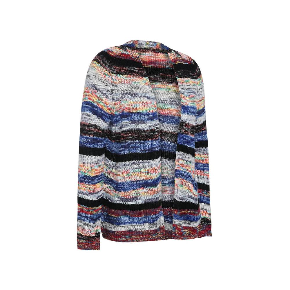 Damen Strickjacke Regenbogen Cardigan mit Farbblock Offene Front Gestreift - Lange Leichte Streetwear Outwear