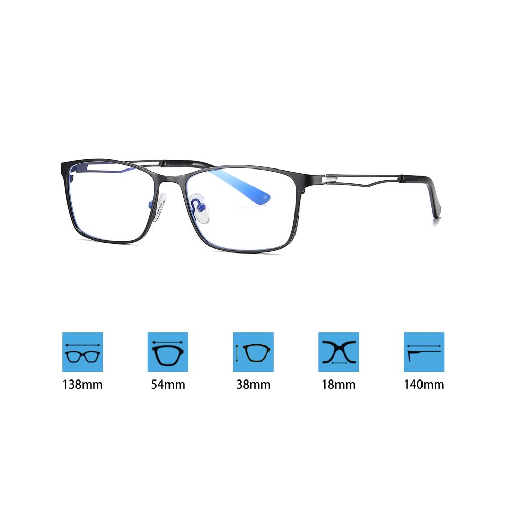 Rechteckige Metallrahmen Computerbrille für Herren mit Blaulichtfilter und UV-Schutz - Anti-Müdigkeit Brillenfassungen & Etuis