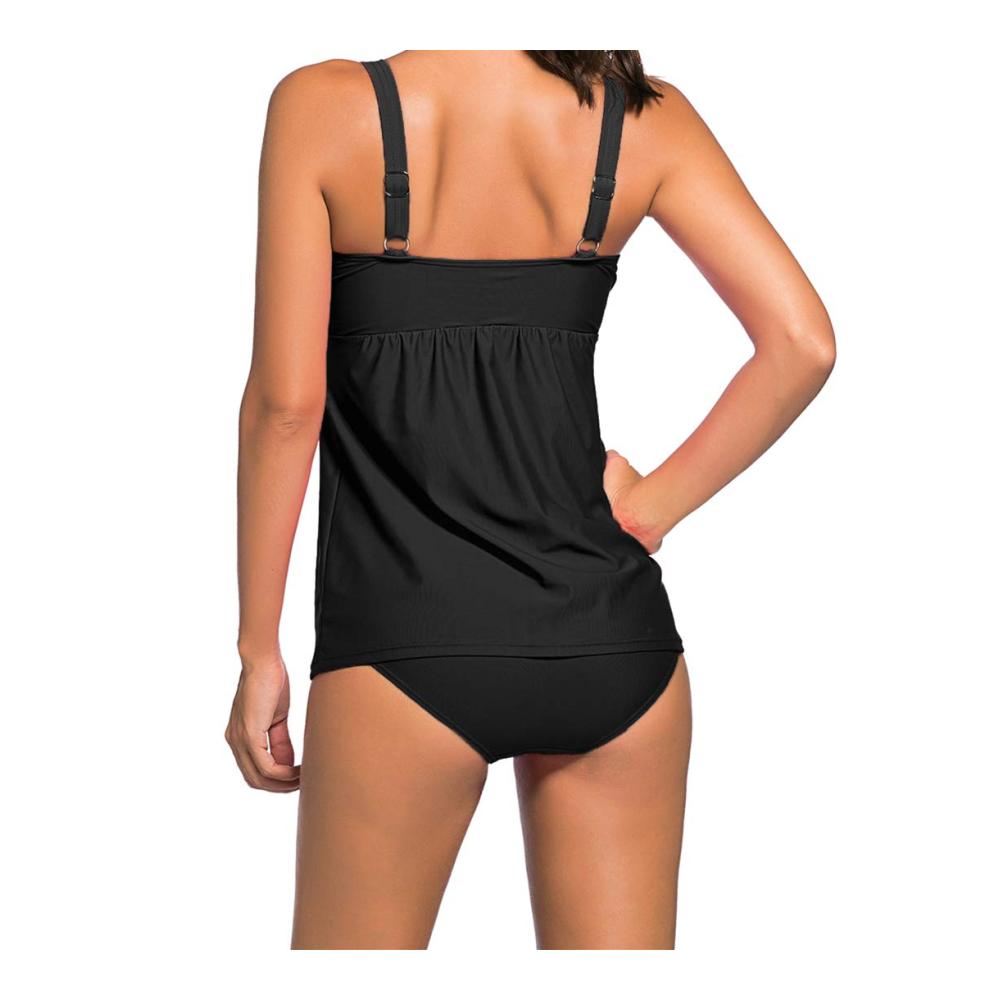 Damen Tankini Sets Ocean Plus Figurumspielend Bauchweg Bügellos - Verstellbare Träger - Zweiteilige Bademode in Unifarben mit Slip