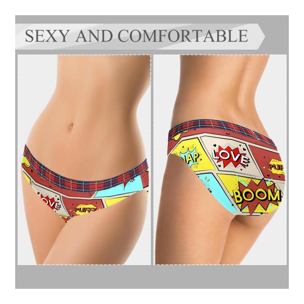 Damen Panties & Hipsters Weiche Stretch-Unterwäsche mit Comic-Wortgrafiken in S-XXL bunt Größe 36
