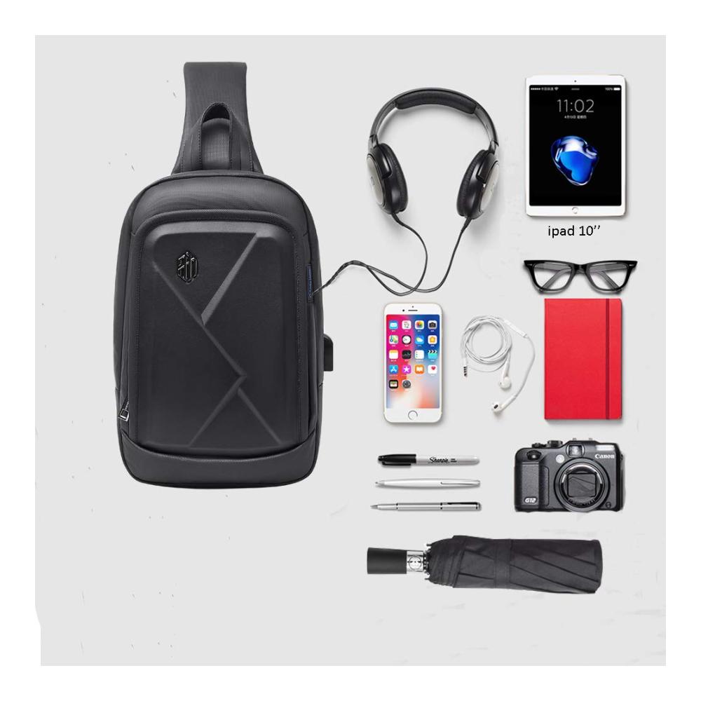 Arctic Hunter Herren Tagesrucksack - Wasserdichte Messenger Schultertasche in Schwarz Kleiner Crossbody Rucksack für den modernen Lifestyle