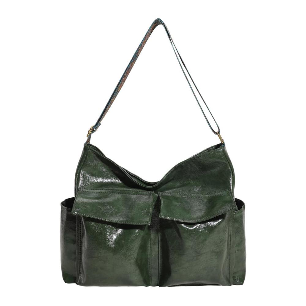 Damen Umhängetasche mit Reißverschluss breitem Riemen und Retro-Charme - Großes Fassungsvermögen stilvolle Mehrfachtaschen lässige Schultertasche für Frauen