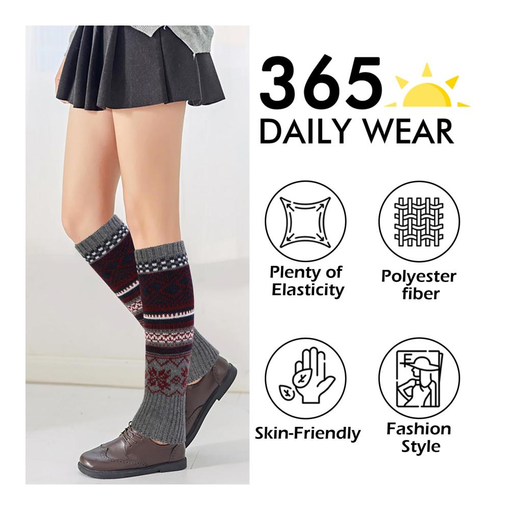 Winter-Set 2 Paare Damen Stulpen XEPST - Lange Beinwärmer für Mädchen - Strick Leg Warmers mit Häkelarbeit - Stiefel Abdeckung (40cm) für optimale Winterwärme