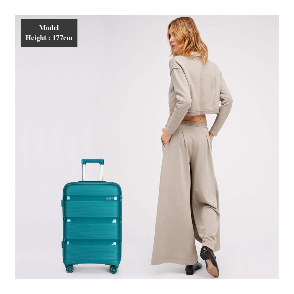 Hartschalen-Koffer 65 cm 65 Liter Türkis - Reisekoffer mit 8 Rollen TSA-Schloss