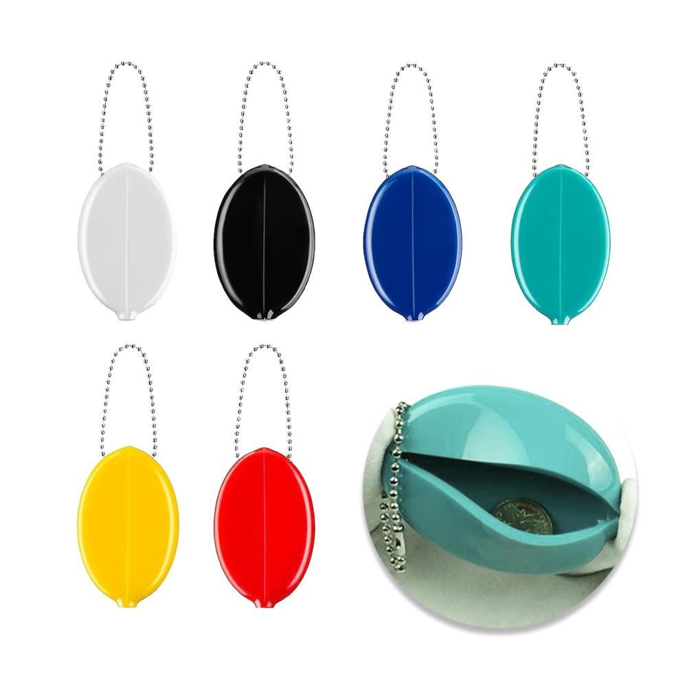 Münzbörsen Set für Damen und Herren - 6 Stück kleine Gummi-Geldbörsen mit Schlüsselanhänger-Tasche für Reisen und mehr Mehrzweck-Wechselgeldbörsen