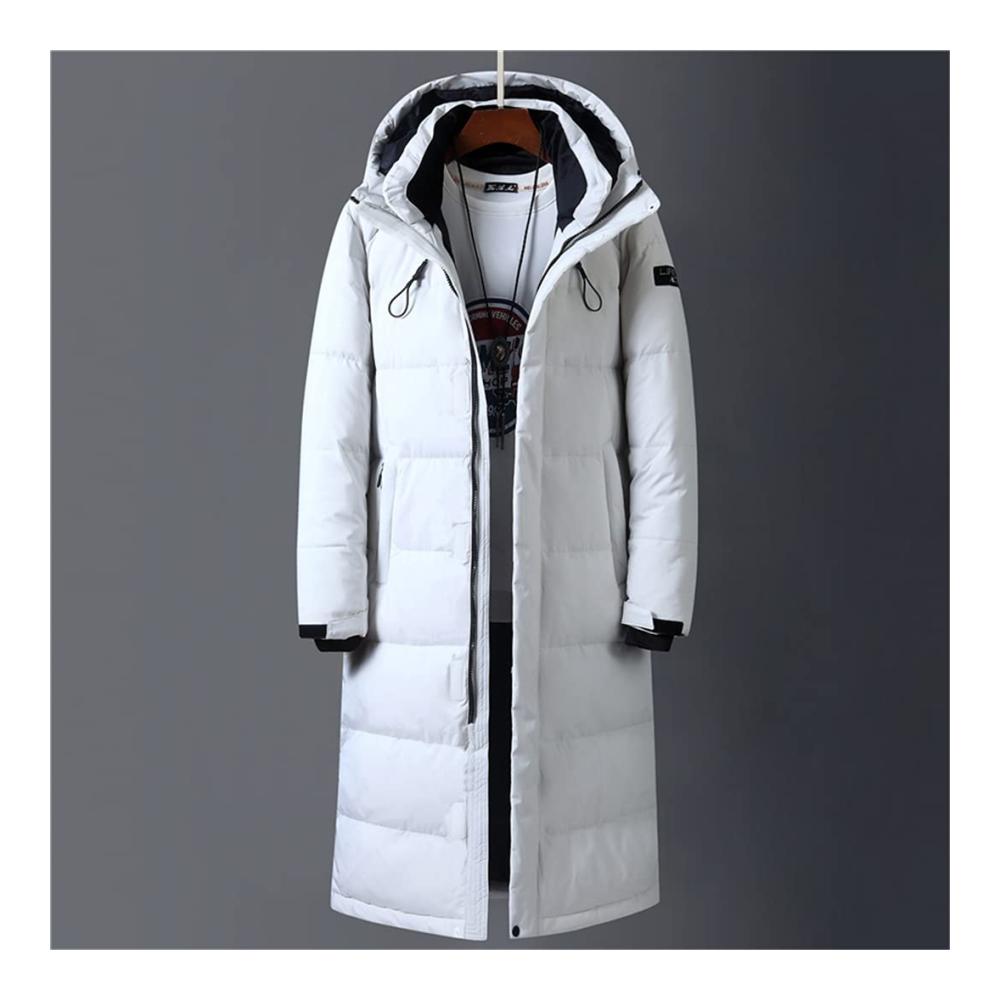 Herren Daunenparka mit Kapuze Lang geschnitten dick gefüttert & warm mit 90 % weißer Entendaunenfüllung