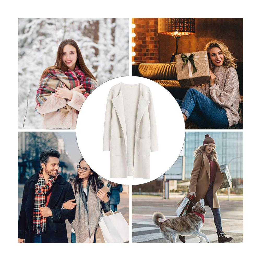 Damen Strickjacke Trendiger Wintermantel mit Revers warme Oberbekleidung langärmeliger Pullover für Herbst und Winter