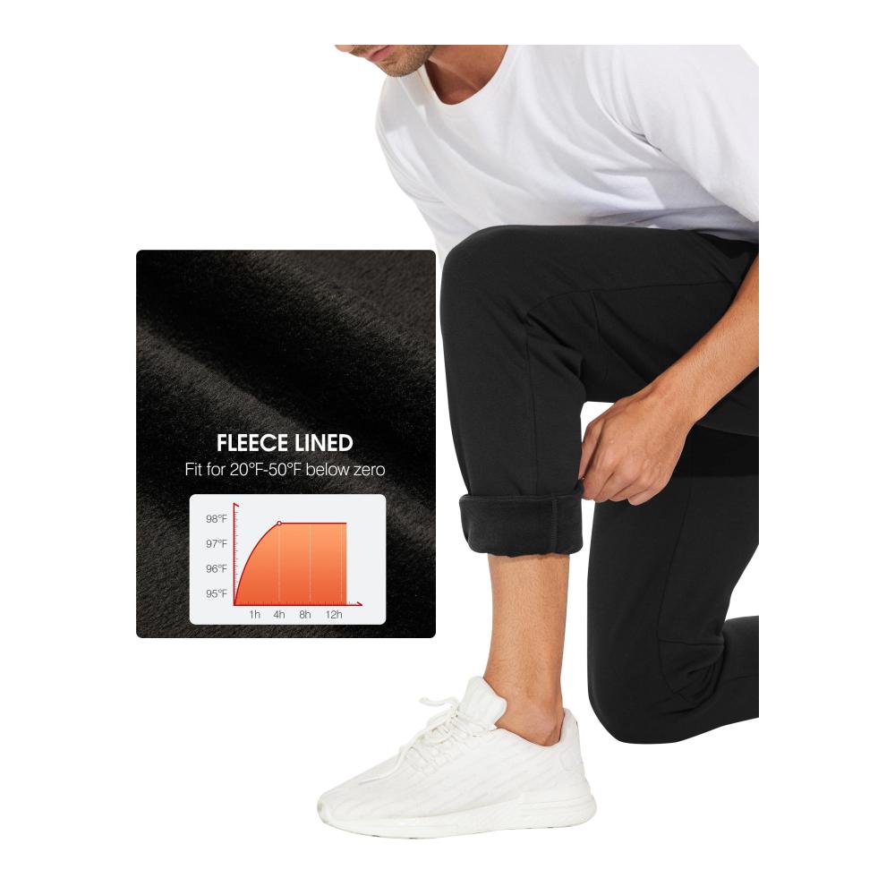 Herren Winter Fleece Gefütterte Jogginghose - Warme Thermohose mit Reißverschlusstaschen