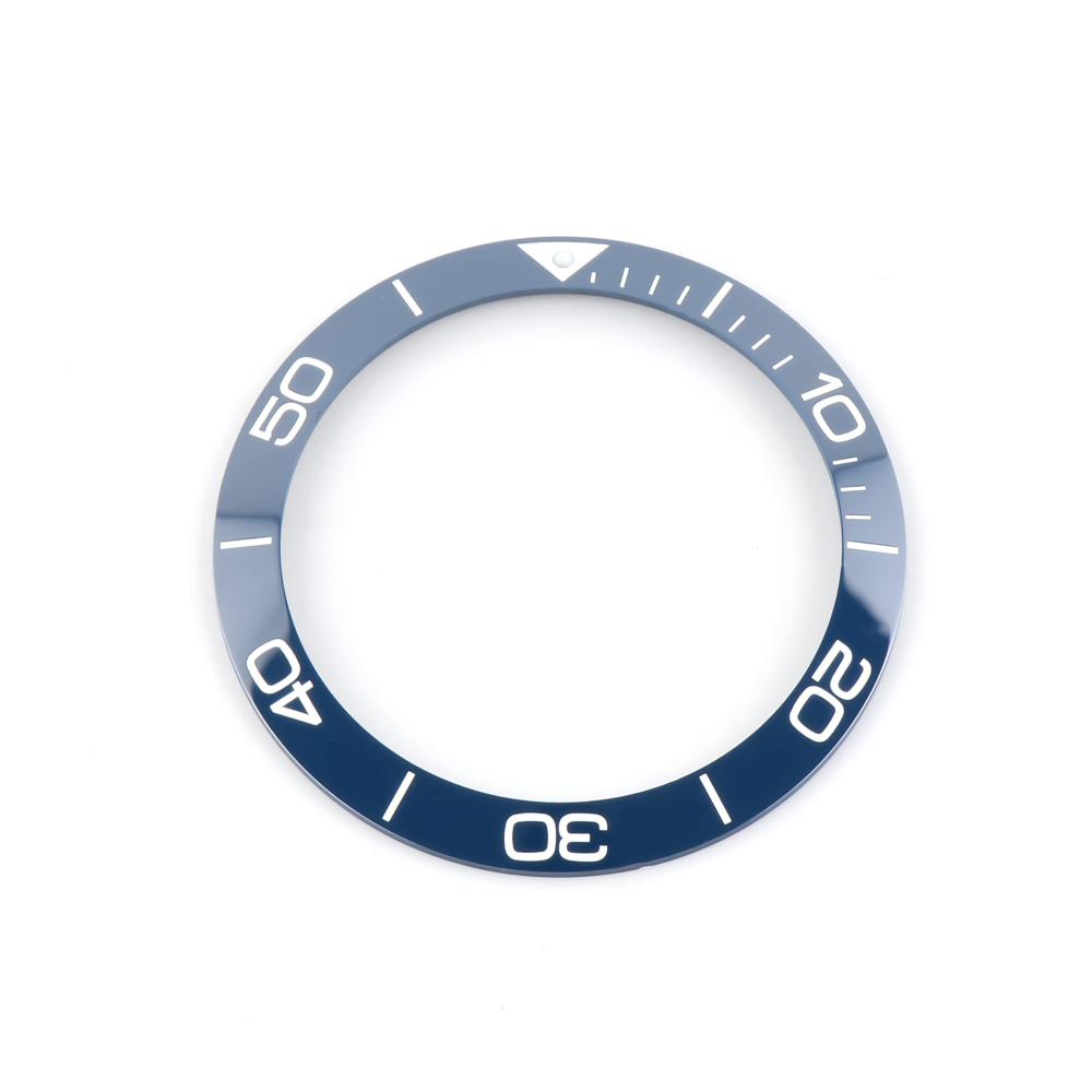 39mm Schwarze Blaue Keramik Lünette für Armbanduhren - Leuchtende Ersatzblende mit 41mm Zifferblatt
