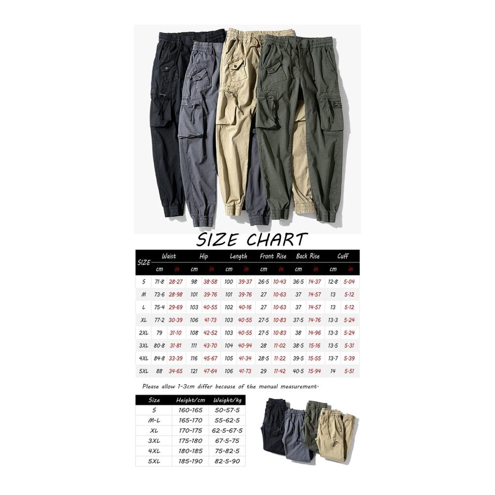 Herren Cargohose mit Kordelzug und 6 Taschen - Leichte Baumwollhose für Outdoor-Aktivitäten und Kampfarbeiten