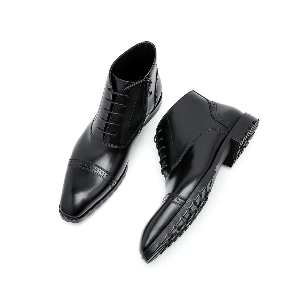 Herren Leder High-Top Vintage Stiefel - Poliert Oxford-Schnürschuhe für Party Business & Freizeit