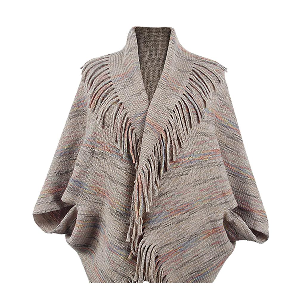 Damen-Strickschal mit Bunten Streifen und Quasten Modischer Wickelschal für den Alltag