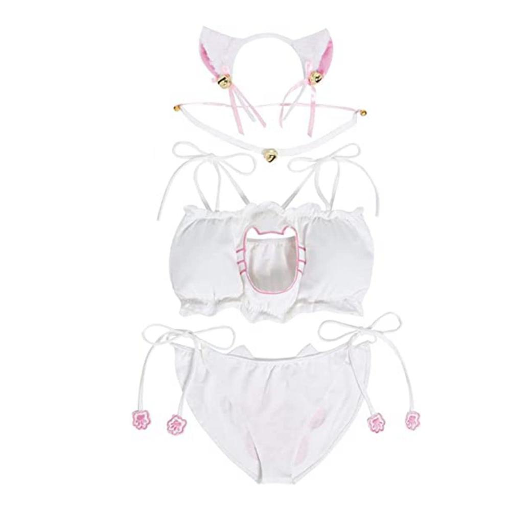 Katzen-Durchbohrte Baby Dolls & Negligees Romantische Gestickte Unterwäsche-Sets für Frauen