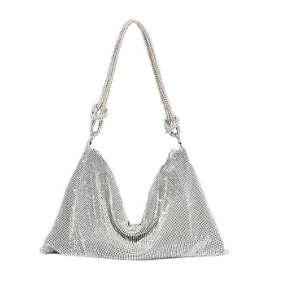 Diamant-verzierte Rucksackhandtasche mit Ziegelknoten und Metallakzenten