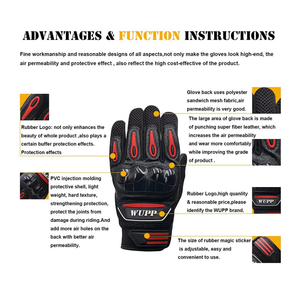 Motorradreithandschuhe Touchscreen Motorrad-Vollfingerhandschuhe für Radfahren ATV Jagd Wandern - Schwarz XXLarge