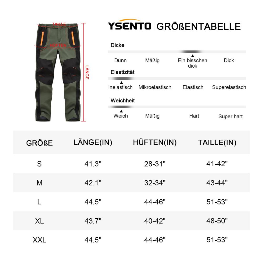 Herren Outdoorhose Wasserdichte Softshellhose für Winter Trekking Skifahren und Snowboarden