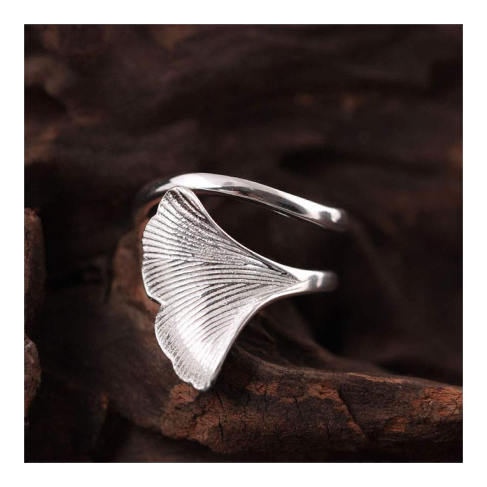 925 Sterling Silber Verstellbare Ginkgo Biloba Ringe für Damen und Mädchen - Ewigkeitsringe & Verlobungsgeschenke