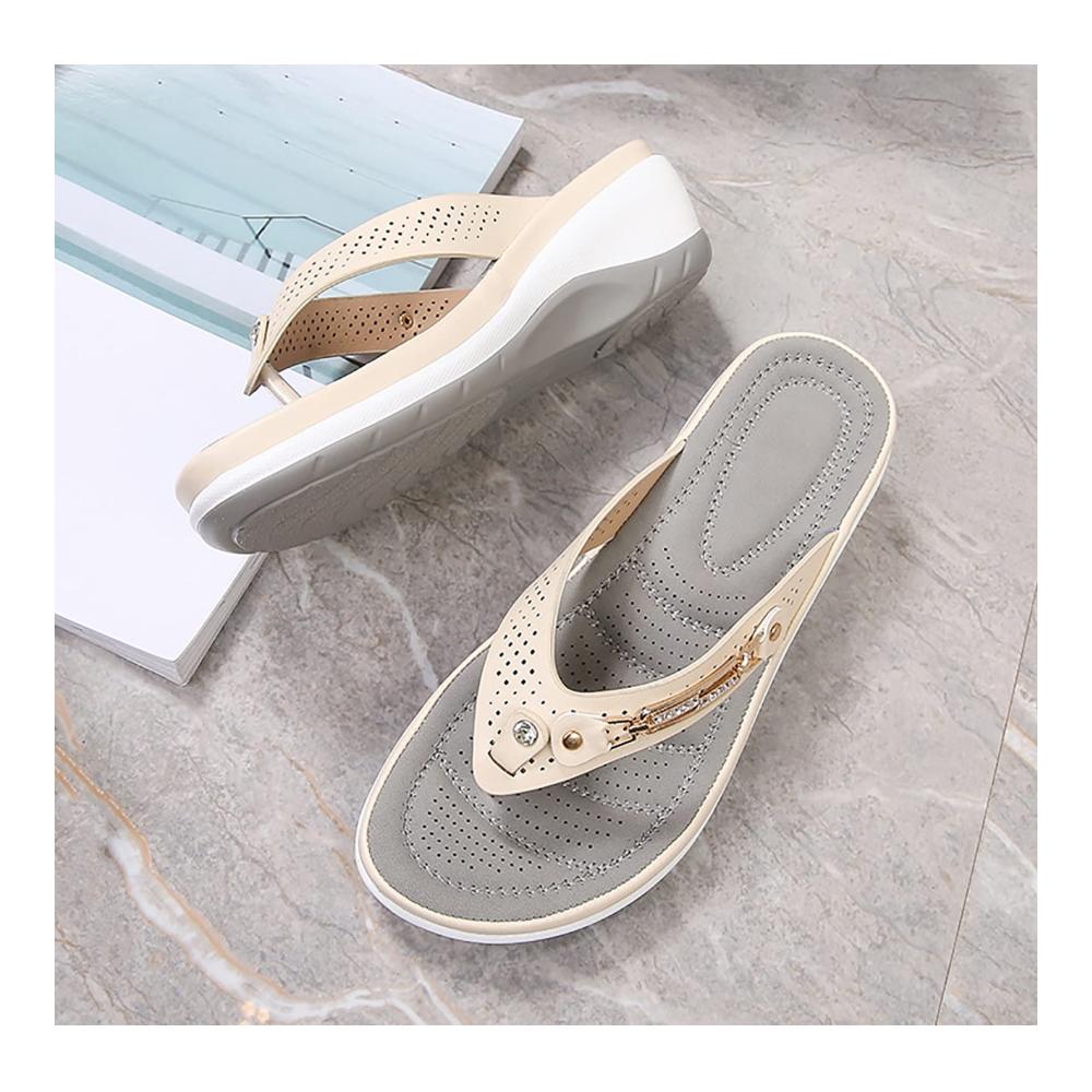 Orthopädische Zehensandalen Bequeme Damen Hausschuhe mit Kristall Flip Flops - Plantarfasziitis Sandalen für Outdoor Komfort