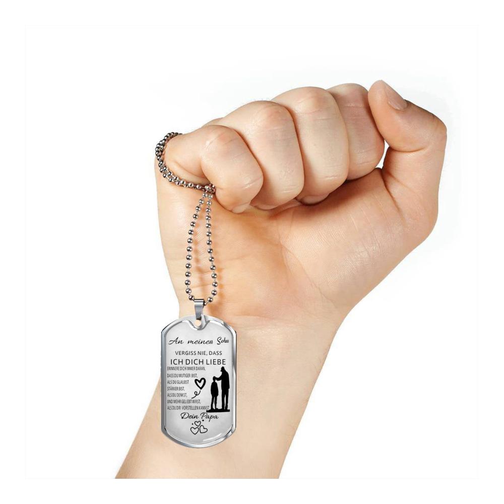 Dog Tag Kette für Herren – Personalisierte Geschenke von Mama für Sohn – Stilvolle Halskette mit individuellem Gravurschmuck