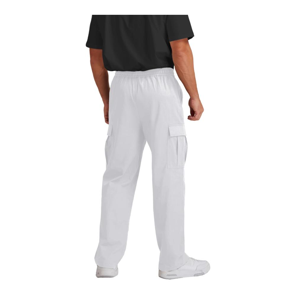 Herren Leinen Cargo Hose - Bequeme Relaxed Fit Pants mit Stretch Kordelzug und Wild Cargo Design