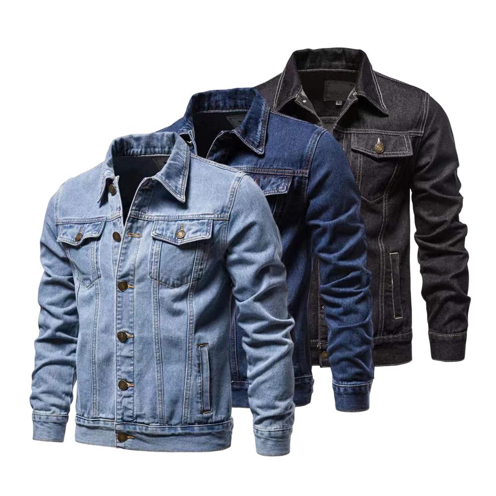 Herren Jeansjacke - Stylischer Langarm Jeans Mantel mit Umlegekragen für Streetwear-Liebhaber