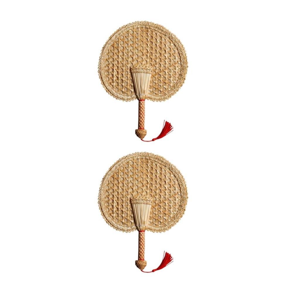 Pullover & Strickjacken Set mit 2 Strohfächern für Hochzeiten - Handgefertigte faltbare Japanische Fächer aus Polyester und natürlichem Material - Kreative Pu-Fächer Dekoration für einzigartigen Charme
