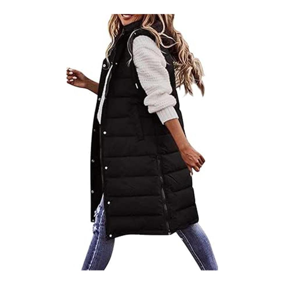 Damen Daunenweste mit Kapuze – Warme Ärmellose Winterweste in Langform Leichte Daunenjacke für Damen