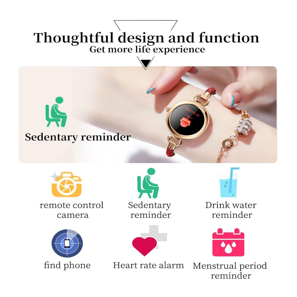 Fashion Smartwatches Damen Elegant Gold Schmuck Armreif mit Schrittzähler Schlafmonitor Pulsuhr Blutdruck & Periode - Edelstahl Smartwatch Damenuhr für Fitness kompatibel mit IOS und Android