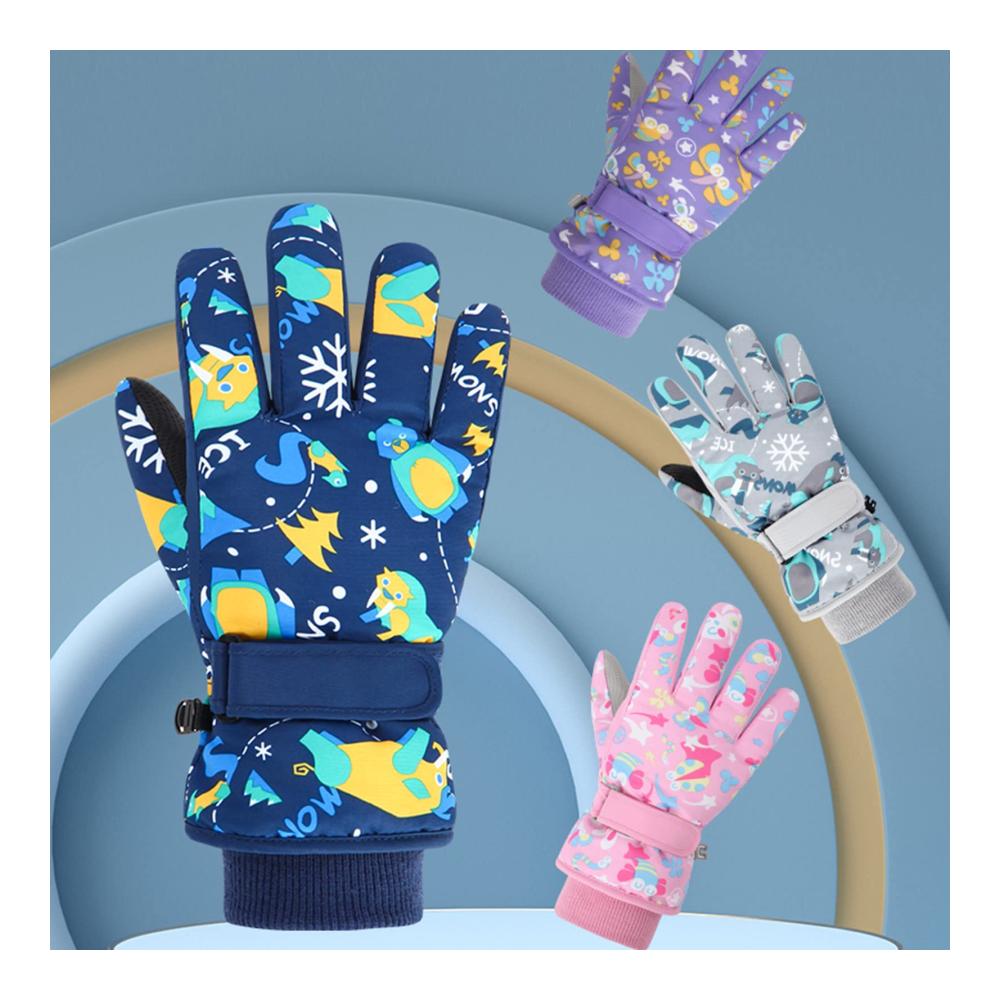 Wasserdichte Skihandschuhe für Kinder - Warme Strickmanschetten Kaschmir-Futter Verstellbare Größe mit Klettverschluss - Geeignet für Jungen und Mädchen von 4-13 Jahren