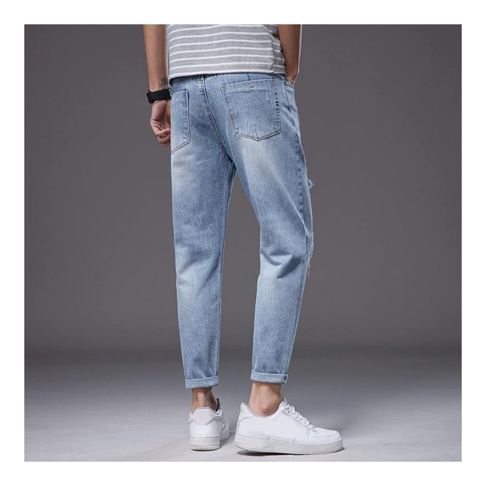 Herren Winter-Freizeithose mit Taschen | Moderne Jeans-Hose für Herbst | Bequeme Herren-jeans mit Neun-Punkte-Stil