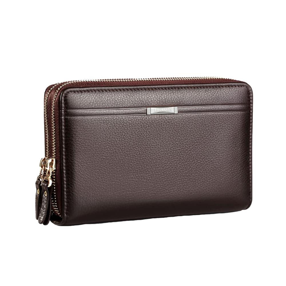 Lederhandtasche für Herren Business Geldbörse mit Schulterriemen groß und geschlossen - Perfekte Clutch für Karten und mehr