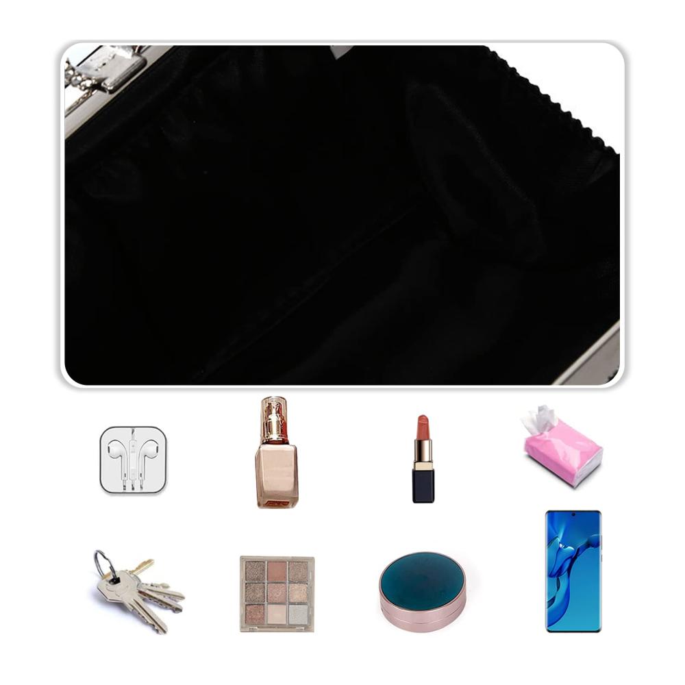 Elegante Damen Abendtasche Samt Clutch mit Glitter Strass und Kette - Schwarz
