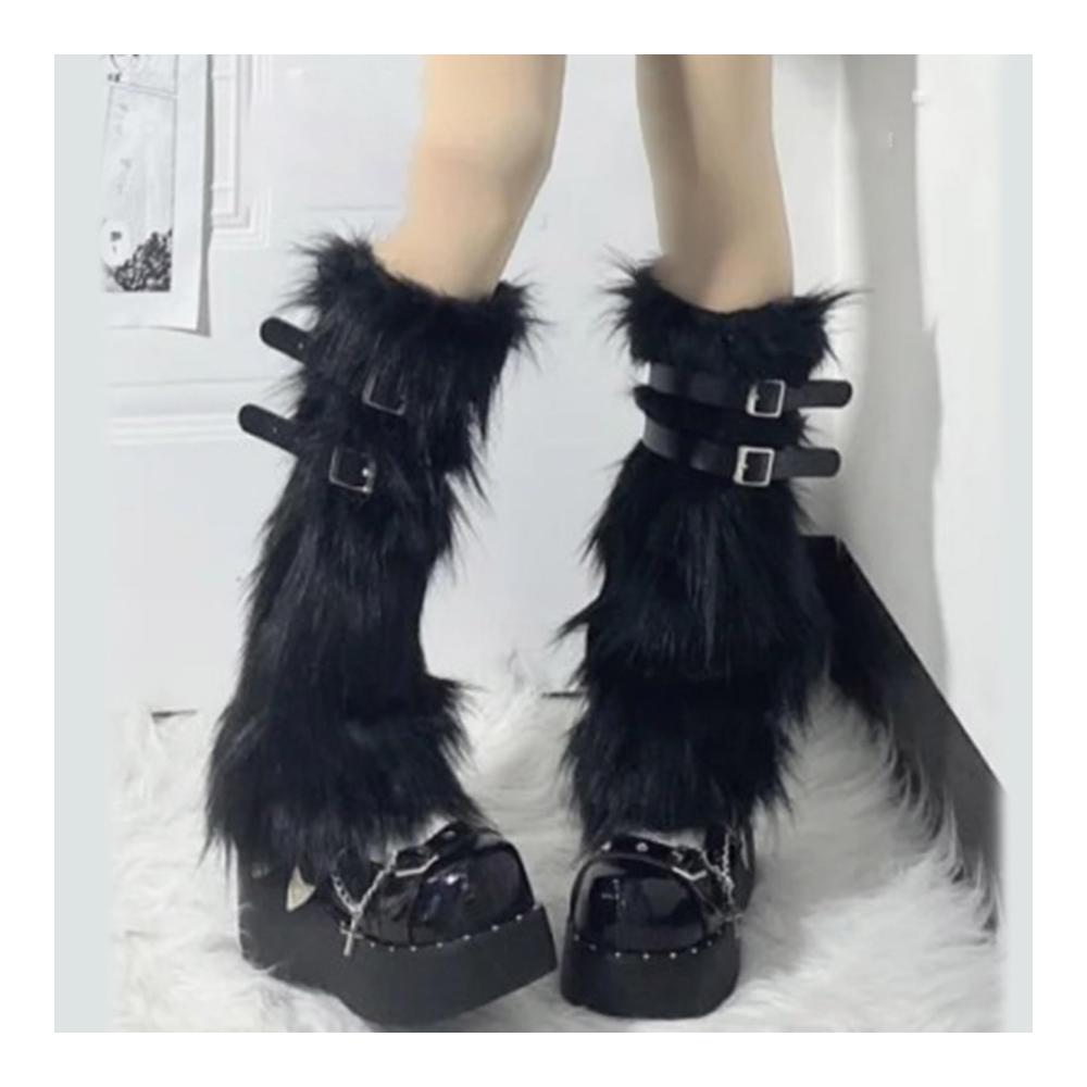 Winterstulpen mit Kunstpelz und Beinwärmern für Damen - Gemütliche Stiefelmanschetten mit flauschigem Design für Weihnachten Halloween Party und Cosplay