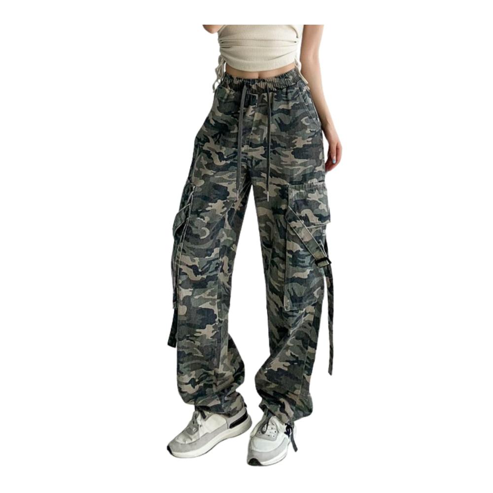 Damen Cargohose Petalum – Camo Design High Waist Loose Fit Casual Jogginghose mit Multi-Taschen für Frauen – Trendige Cargo Pants im lässigen Stil
