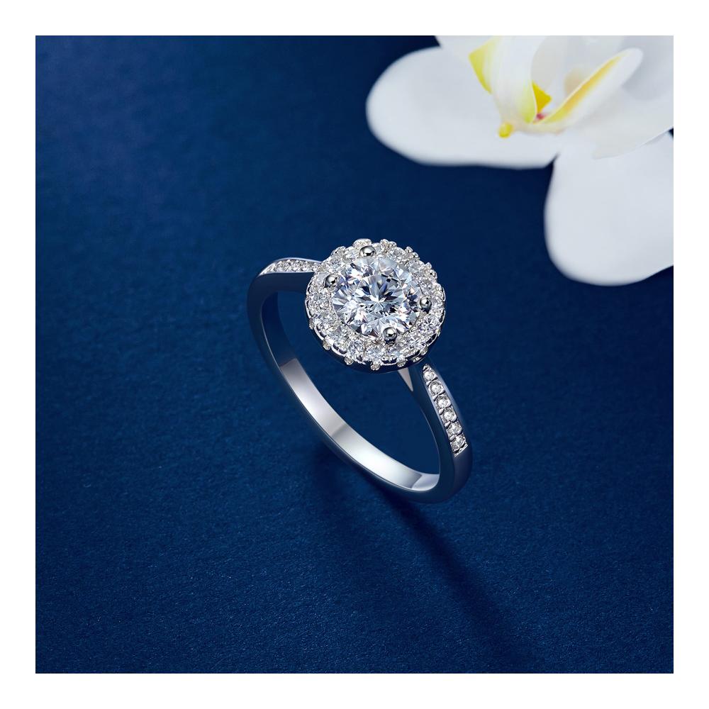 1 Karat Moissanite Diamant Silberring - Damen Verlobungsring mit Halo Design & Geschenkbox