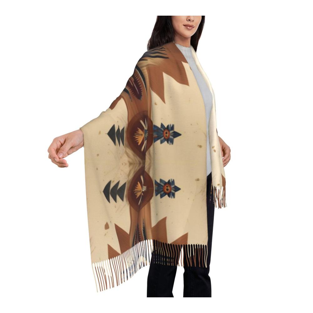 AthuAh Unisex Winterschal - Weich Warm Bequem mit Indianer-Muster Schwarz Einheitsgröße