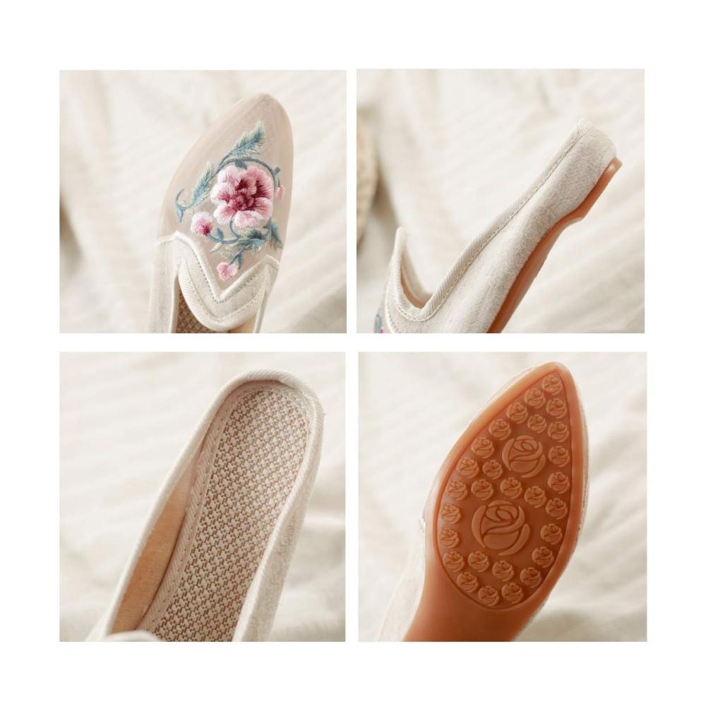 Bestickte Damen-Pumps im chinesischen Retro-Stil | Spitz zulaufende hohle Einzelschuhe mit exquisiter Stickerei